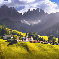 Buy canvas prints of Dolomites Alps, Santa Magdalena village and Odle mountains by Stefano Orazzini