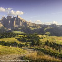 Buy canvas prints of Alpe di Siusi, Sassolungo mountain and pathway by Stefano Orazzini