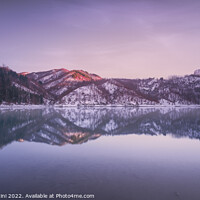 Buy canvas prints of Gramolazzo lake and snow in Apuan mountains. Garfagnana, Tuscany by Stefano Orazzini