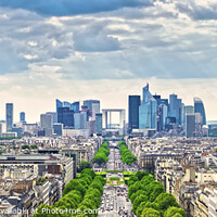 Buy canvas prints of La Defense skyscrapers and Grande Armee avenue. Paris by Stefano Orazzini