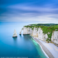 Buy canvas prints of Etretat Aval cliff and beach . Normandy, France. by Stefano Orazzini