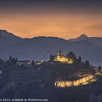 Buy canvas prints of Barga town and Alpi Apuane mountains. Garfagnana, Tuscany by Stefano Orazzini