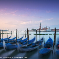 Buy canvas prints of Venice lagoon, San Giorgio church and gondolas at sunrise. Italy by Stefano Orazzini