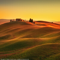 Buy canvas prints of Tuscany, Rolling hills and countryside farm at sunset by Stefano Orazzini