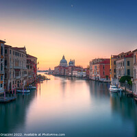Buy canvas prints of Venice, Grand Canal Santa Maria della Salute church before sunrise  by Stefano Orazzini