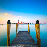 Buy canvas prints of Venice, wooden pier and San Giorgio church by Stefano Orazzini