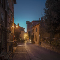 Buy canvas prints of Bolgheri medieval village street at sunset. Castagneto Carducci, by Stefano Orazzini