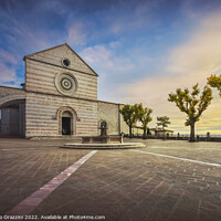 Buy canvas prints of Assisi, Santa Chiara Basilica church at sunset. Um by Stefano Orazzini