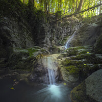 Buy canvas prints of Stream waterfall inside a forest. Chianni, Tuscany by Stefano Orazzini