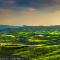 Buy canvas prints of Springtime in Tuscany, rolling hills at sunset. Volterra. by Stefano Orazzini