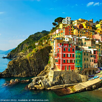 Buy canvas prints of Riomaggiore village on the sea. Cinque Terre, Italy by Stefano Orazzini