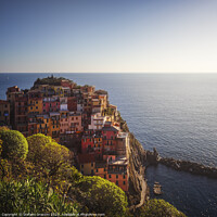 Buy canvas prints of The village of Manarola seen from above. Cinque Terre, Italy by Stefano Orazzini