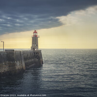 Buy canvas prints of Pier and lighthouse, Fecamp, Normandy by Stefano Orazzini
