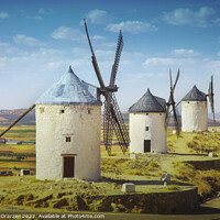 Buy canvas prints of Don Quixote windmills in Consuegra. Castile La Mancha, Spain by Stefano Orazzini