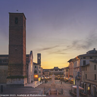 Buy canvas prints of Pietrasanta old town at sunset, Tuscany, Italy by Stefano Orazzini