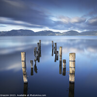 Buy canvas prints of Wooden pier remains. Lake Massaciuccoli. Italy by Stefano Orazzini