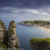 Buy canvas prints of Etretat village. Aerial view from the cliff. Normandy, France. by Stefano Orazzini