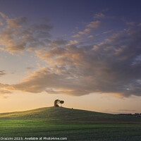Buy canvas prints of Tuscany, Maremma landscape. Old windmill and trees on top of the by Stefano Orazzini