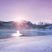 Buy canvas prints of Lake Gramolazzo and snow in Apuan mountains. Garfagnana by Stefano Orazzini