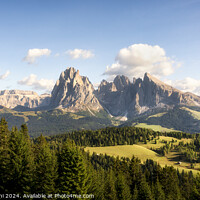Buy canvas prints of Seiser Alm and Sassolungo mountain, Dolomites by Stefano Orazzini