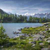 Buy canvas prints of Lake Arpy and the Mont Blanc massif. Aosta Valley by Stefano Orazzini