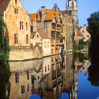 Buy canvas prints of Reflection of Bruges Belfry  by Keith Bowser