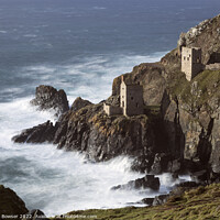 Buy canvas prints of Crown Engine Houses on the rocky cliffs at Botallack by Keith Bowser