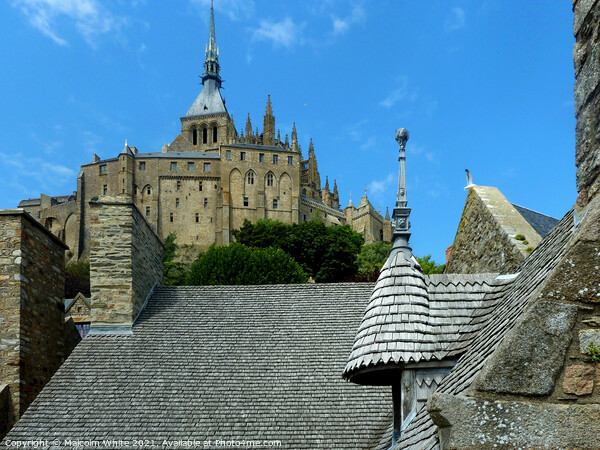 Mont Saint Michel The Abbey from the Lower Fortifications  Picture Board by Malcolm White