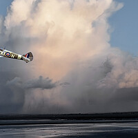 Buy canvas prints of WW2 Spitfire Low Pass over The Bay of Mont Saint M by Malcolm White