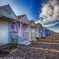 Buy canvas prints of Pirate Huts on the beach, Herne Bay, Kent by John Gilham