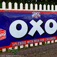 Buy canvas prints of OxO Cube Sign  Splendid with Milk for Children  An Enamel Advertising Sign by John Gilham