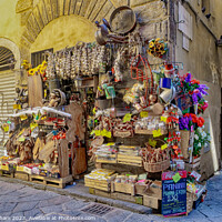 Buy canvas prints of Pavement Shop in Florence Tuscany Italy by John Gilham