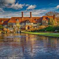 Buy canvas prints of RHS Wisley Surrey Tudor House in Winter Landscape by John Gilham