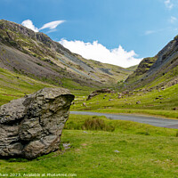 Buy canvas prints of Outdoor mountain with a large rock beside the road in The Lake District Cumbria UK by John Gilham