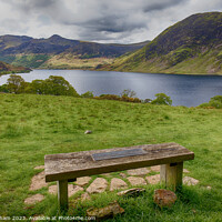 Buy canvas prints of A Bench with a view over Crummock Water in the UK Lake District of Cumbria by John Gilham