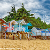 Buy canvas prints of Beach Huts Wells next the sea North Norfolk England UK by John Gilham