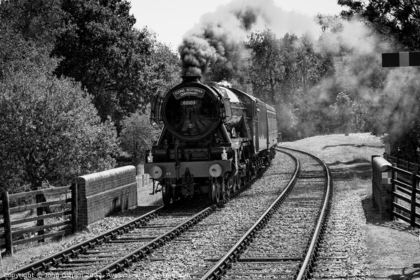 The Flying Scotsman 60103 Steam Locomotive under steam Monochrome Picture Board by John Gilham