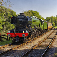 Buy canvas prints of Flying Scotsman 60103 Steam Loco and carriages approaching Kingscote Station on the Bluebell Line in WestSussex England UK by John Gilham