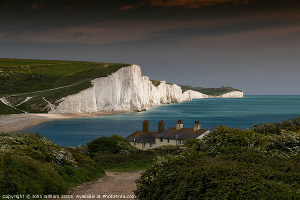 The Seven Sisters White Cliffs East Sussex England Picture Board by John Gilham