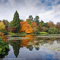 Buy canvas prints of Autumn colours beyond the lake by John Gilham