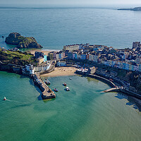 Buy canvas prints of An aerial view of Tenby in Pembrokeshire South Wales UK by John Gilham