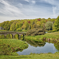 Buy canvas prints of Stourhead Gardens Palladian Bridge and Pantheon at Warminster Wiltshire England UK by John Gilham