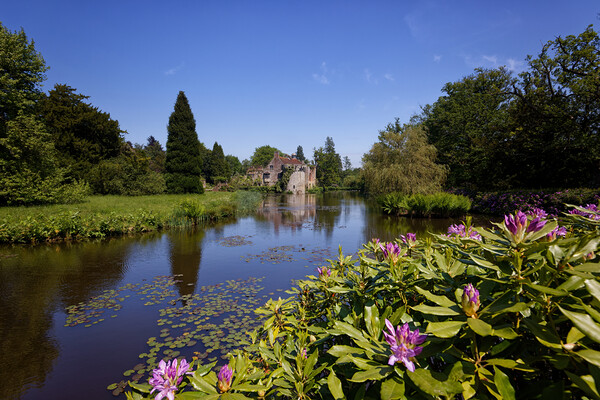 Scotney Castle Moat Reflections Picture Board by John Gilham