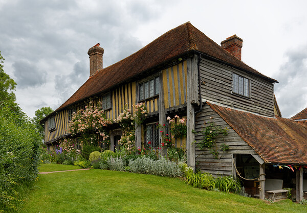 Tudor Style Cottage Landscape Picture Board by John Gilham