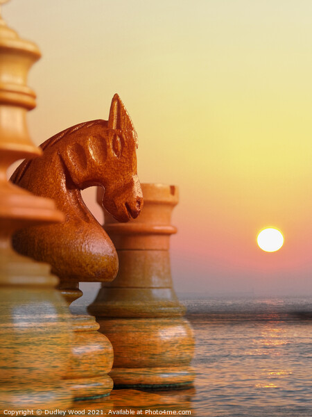 Sunset Chess Battle Picture Board by Dudley Wood