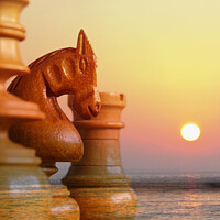 Buy canvas prints of Sunset Chess Battle by Dudley Wood