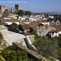 Buy canvas prints of A Serene View of Obidos by Dudley Wood