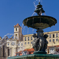 Buy canvas prints of Fountain Rossio Lisbon by Dudley Wood