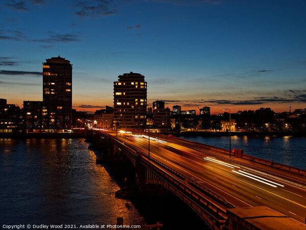 Captivating Vauxhall Bridge Rush Picture Board by Dudley Wood