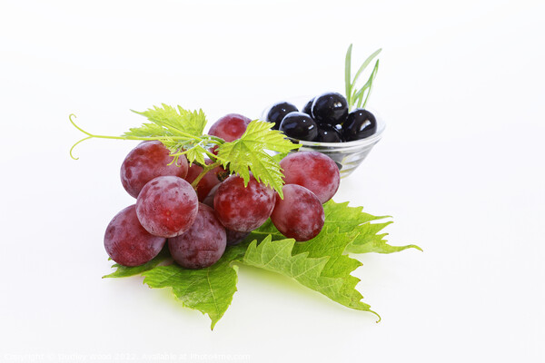 Juicy and Minimal Grapes and Olives Picture Board by Dudley Wood